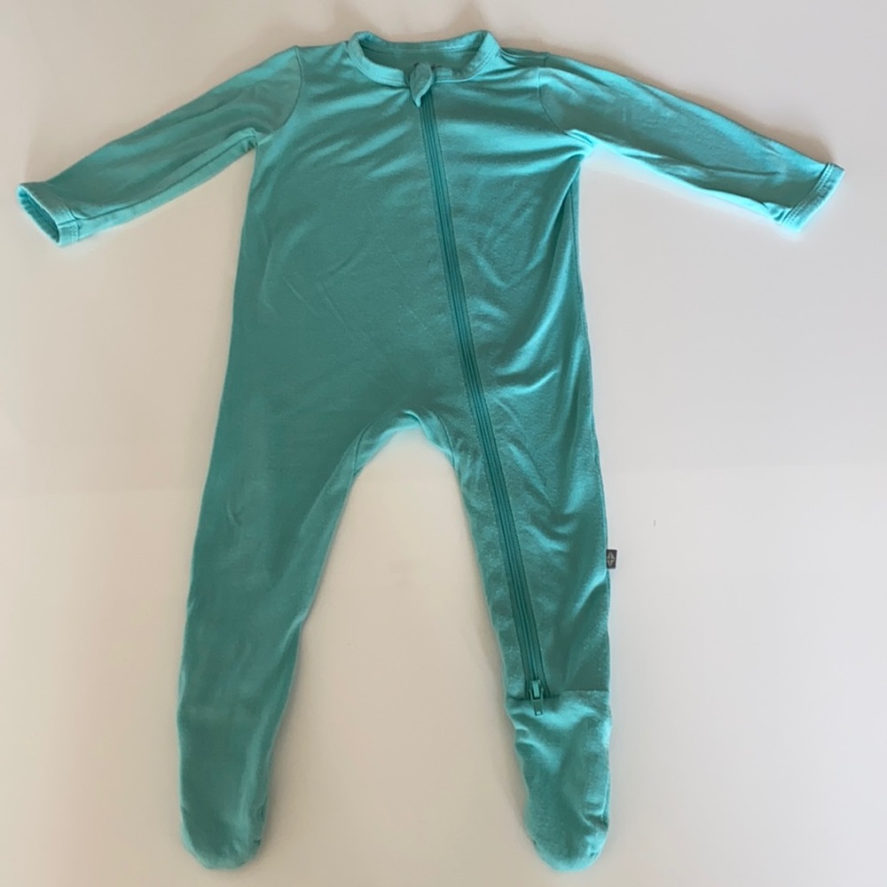 Kyte 3-6 month bamboo zipper footie in Jade